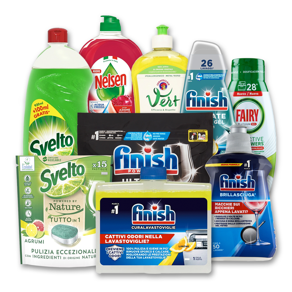 Detergenti piatti e stoviglie all’ingrosso - Svelto, Nelsen, Finish, Pril | Supergros.it