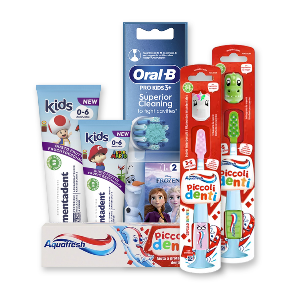 Igiene orale bambini all’ingrosso - Oral-B, Elmex, Colgate Kids, Mentadent | Supergros.it