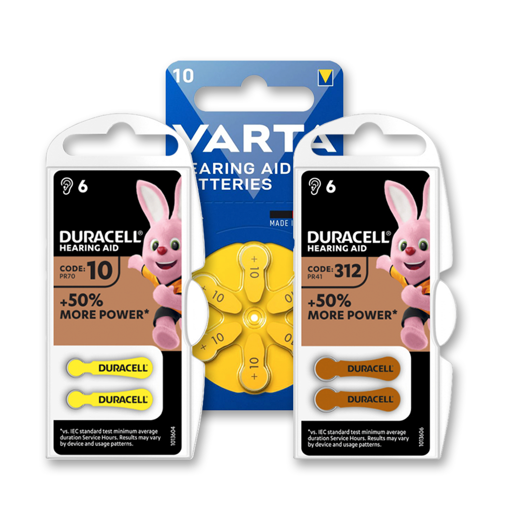 Batterie per apparecchi acustici Duracell e Varta