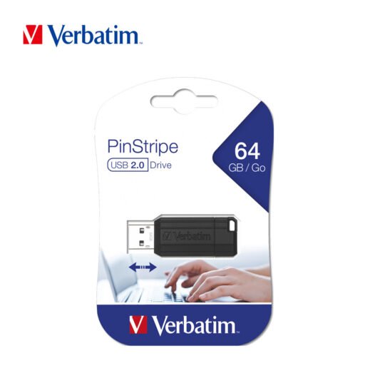 Usb 64Gb 2.0 Verbatim Pinstripe Black Bl1