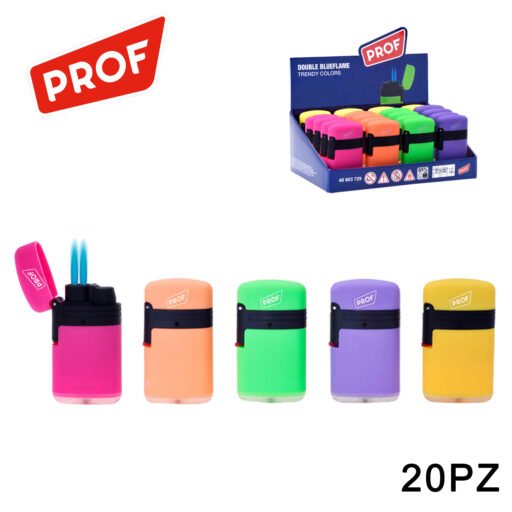 Art.40803729 Prof Accendino Turbo Doppia Fiamma Blu Conf. 20Pz