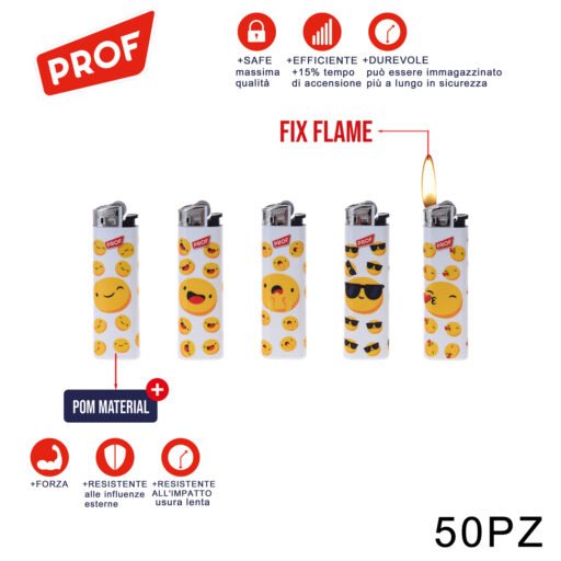 Art.40804553 Prof Accendino Fiamma Fissa Pom Happyface Conf.50Pz