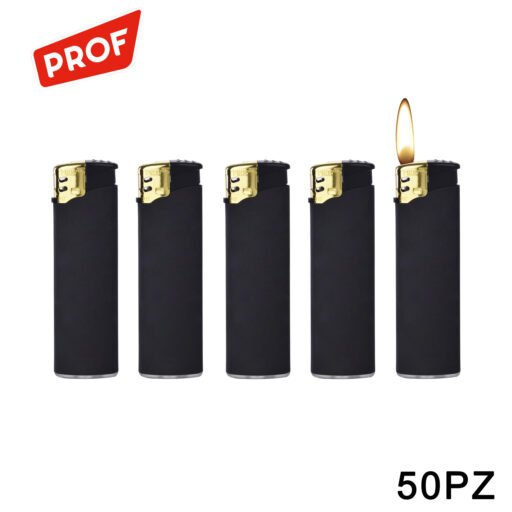 Art.41804460 Prof Accendino Gommato Nero Oro Conf.50Pz