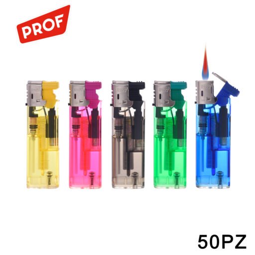 Art.41009530 Prof Accendino Turbo Trasparentte Colorato Conf.50Pz