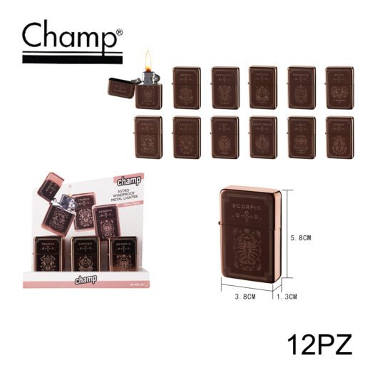 Art.40400391 Champ Astro Gold Pink Wp Flint Lighter 12Pz