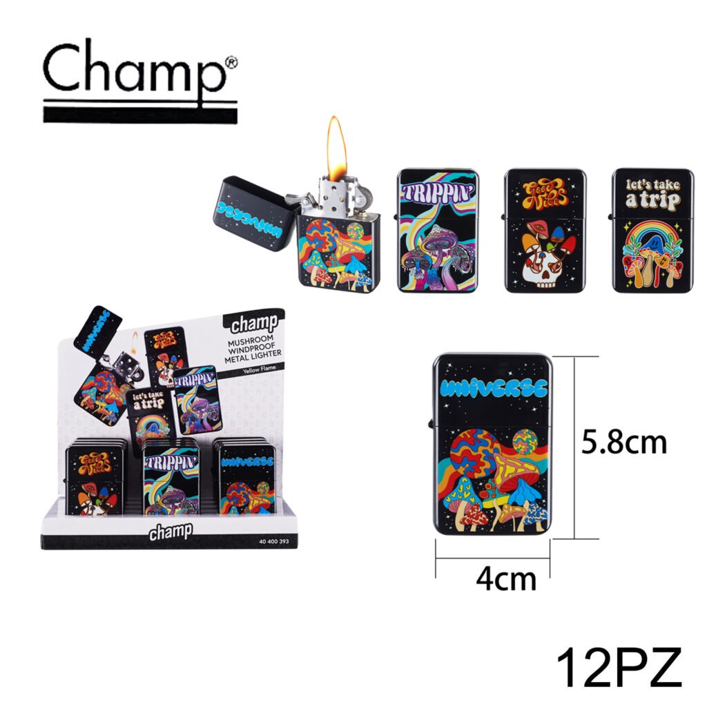 Art.40400393 Champ Mushroom Wp Flint Lighter 12Pz