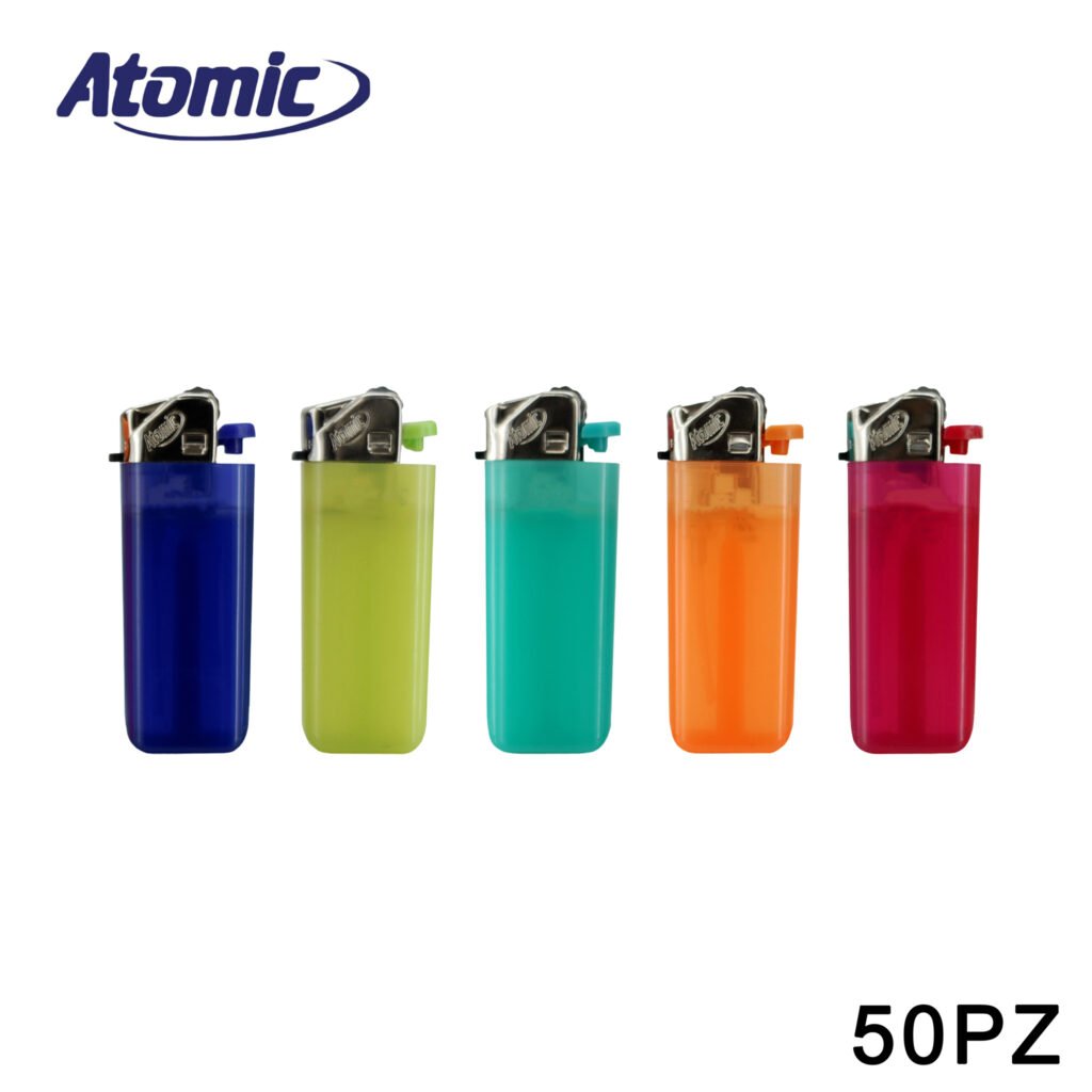 Art.3939605 Atomic Accendino Mini Monouso Semi Trasparente Ass. Conf.50Pz