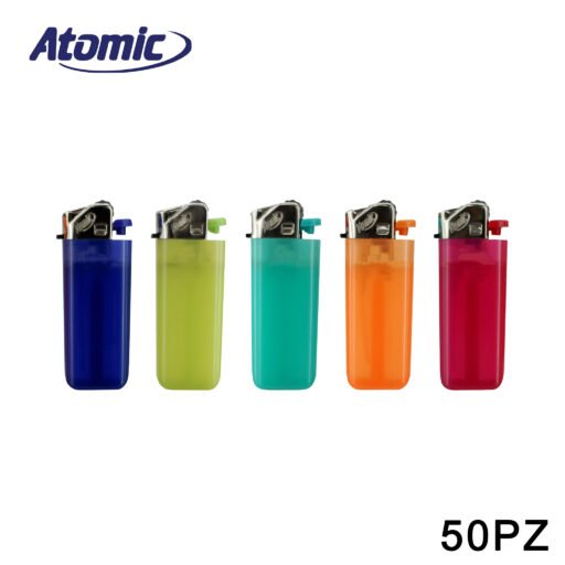Art.3939605 Atomic Accendino Mini Monouso Semi Trasparente Ass. Conf.50Pz
