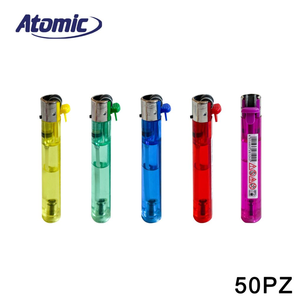 Art.3905000 Atomic Accendino Trasparente Candy Ass. Conf.50Pz
