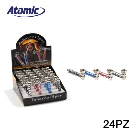 Art.0212735 Atomic Pipa Tabacco In Alluminio 4 Colori 2 Disegni Ass. Conf. 24Pz