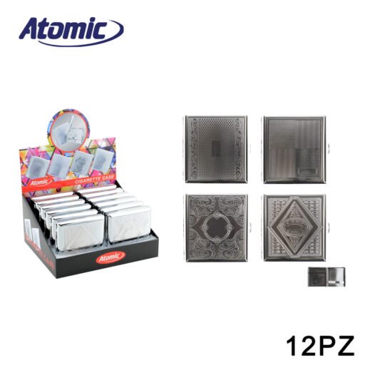 Art.0410642 Atomic Portasigarette Con Clip In Metallo Cromato Lucido E T 4 Design Conf.12Pz
