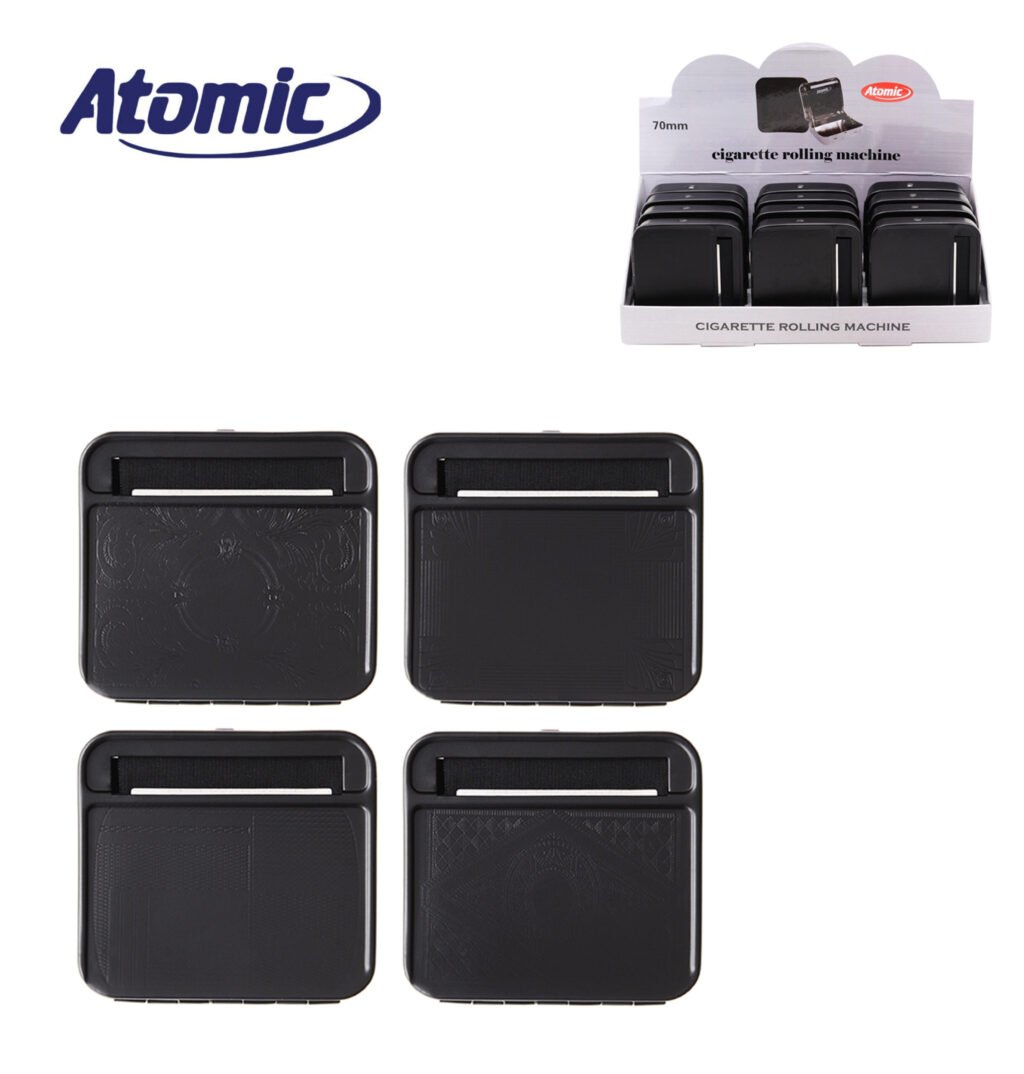 Art.0125011 Atomic Macchina Per Arrotolare Le Sigarette 70Mm Standard Nero Conf.12Pz