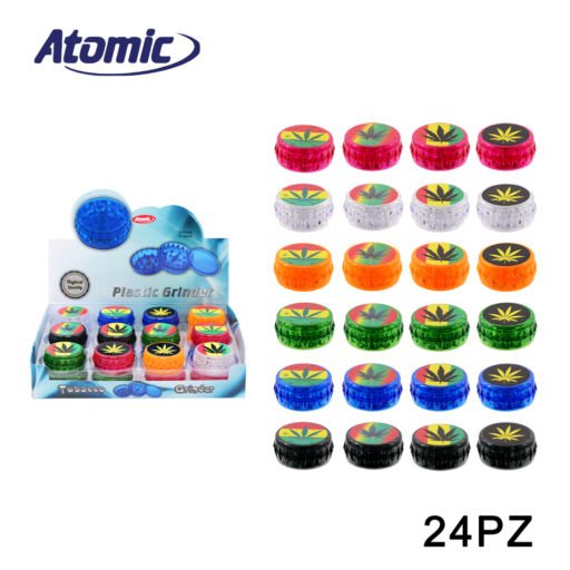 Art.0212466 Atomic Grinder In Plastica Ã48Mm 6 Colori 4 Disegni Ass. Conf.24Pz