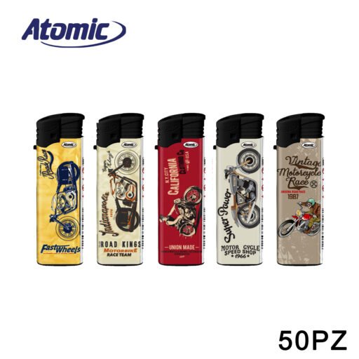 Art.3671152 Atomic Accendino F2 Retro Bikes Conf.50Pz