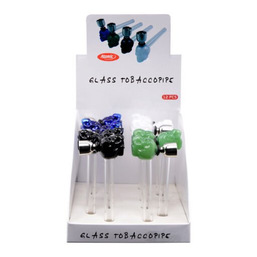 Art.0212767 Atomic Pipa Tabacco Teschio In Vetro 4 Colori Ass. Conf.12Pz