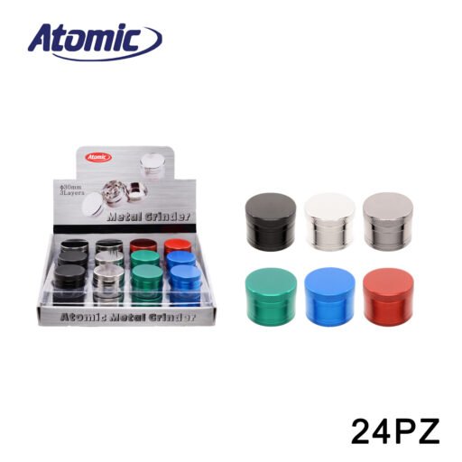Art.0212488 Atomic Grinder In Metallo 3 Parti Ã 30 Mm 6 Colori Ass. Conf.24Pz