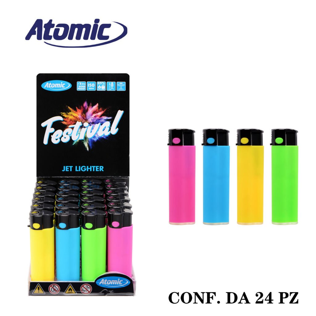 Art.3750000 Atomic Accendino Turbo Festival Colorato Ass. Conf.24Pz