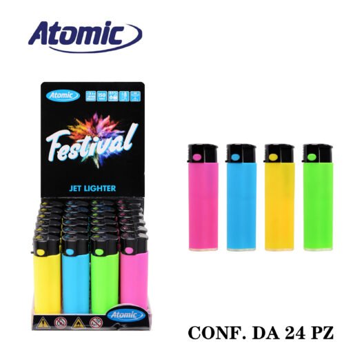 Art.3750000 Atomic Accendino Turbo Festival Colorato Ass. Conf.24Pz
