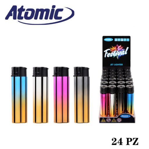 Art.3750003 Atomic Accendino Turbo Festival Placcato A Tono Ass. Conf.24Pz