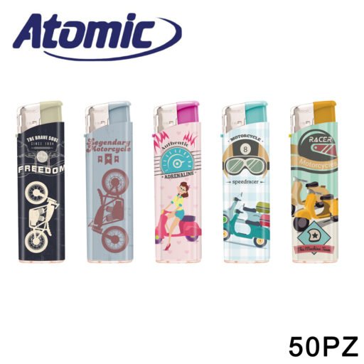 Art.3645118 Atomic Accendino F10 Retro Bikes Conf.50Pz