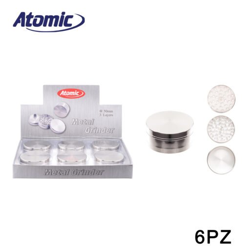 Art.0212530 Atomic Grinder In Metallo Ã50Mm, 3 Parti Tutto Cromo Conf.6Pz