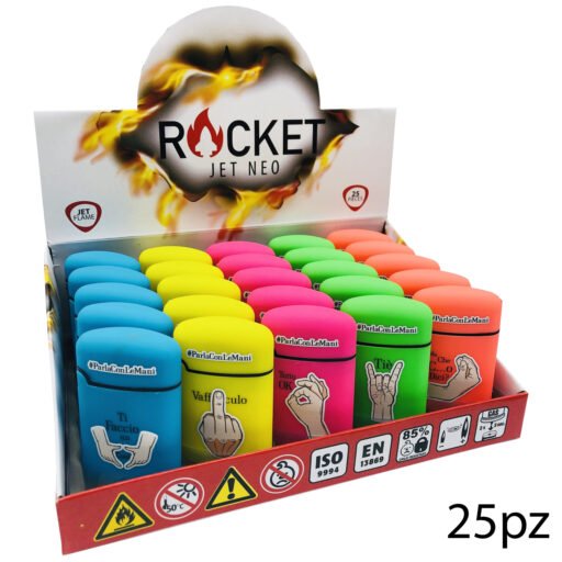 Art.8326303 Rocket Electronic Lighter Ricaricabile Neon Rubber Gesti