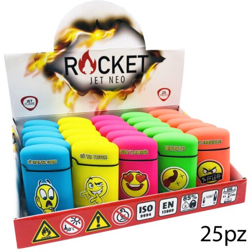 Art.8326306 Rocket Electronic Lighter Ricaricabile Neon Rubber Smile