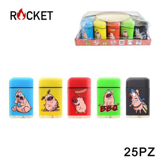 Art.8326314 Rocket Accendino Turbo Rubber Refillable Pig 25Pz