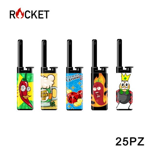 Art.8326213 Rocket Mini Bbq Lighter Julia Softflame Refillable Lucky Peppers 25Pz