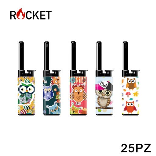 Art.8326218 Rocket Mini Bbq Lighter Julia Softflame Refillable Owls 25Pz