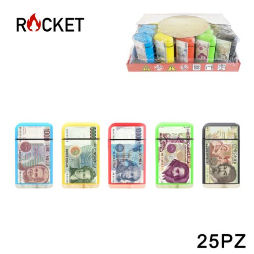 Art.8326312 Rocket Accendino Turbo Rubber Refillable Lira 25Pz