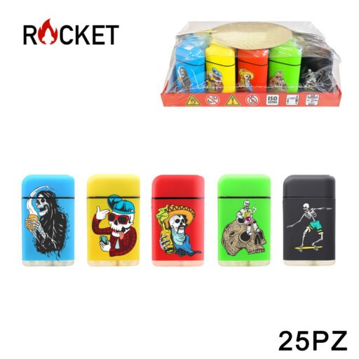 Art.8326316 Rocket Accendino Turbo Rubber Refillable Skeleton 25Pz
