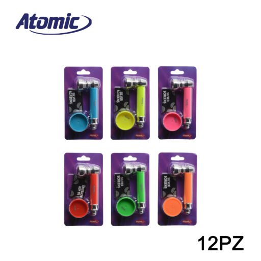 Art.0212816 Atomic Pipa Tabacco Con Grinder Confezione Blister 6 Colori Ass. Conf.12Pz
