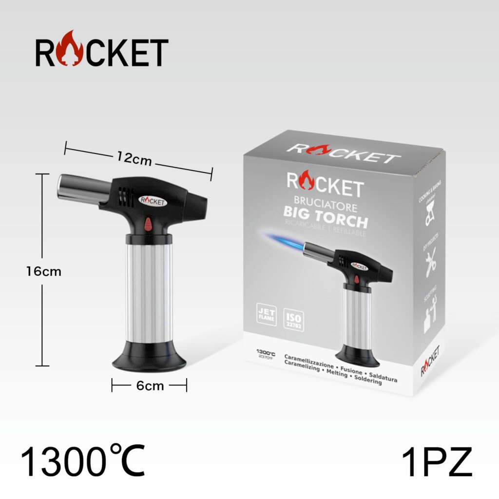 Art.8326230 Rocket Turbo Bruciatore Big Torch Ricaricabile Silver 1Pz