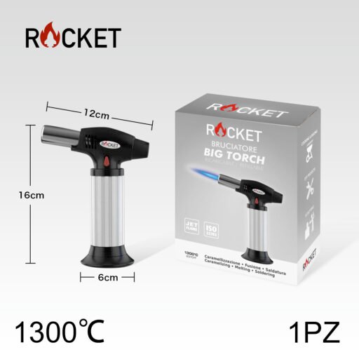 Art.8326230 Rocket Turbo Bruciatore Big Torch Ricaricabile Silver 1Pz