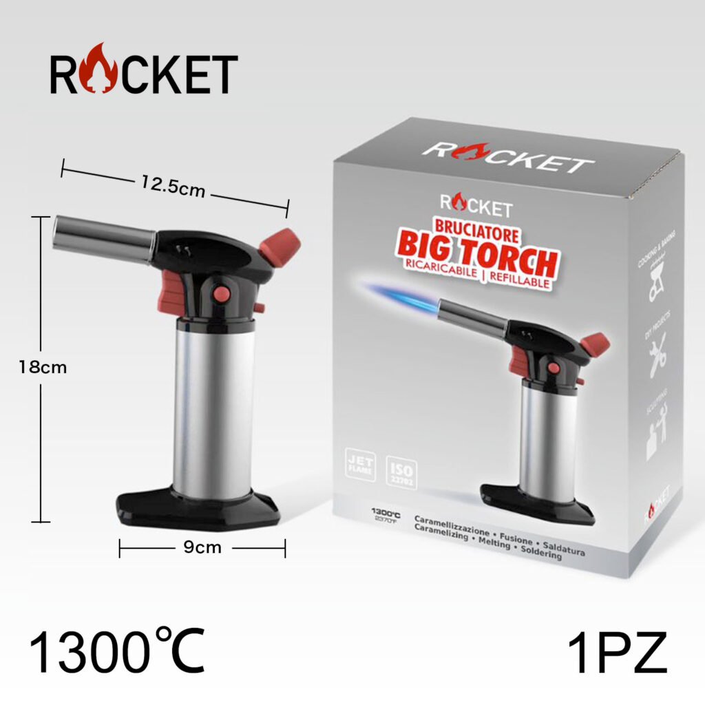 Art.8326235 Rocket Turbo Bruciatore Big Torch Ricaricabile Silver 1Pz
