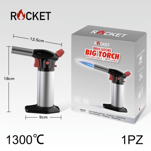 Art.8326235 Rocket Turbo Bruciatore Big Torch Ricaricabile Silver 1Pz