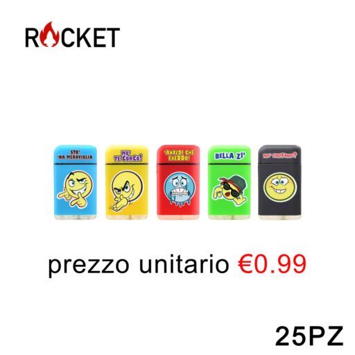 Art.8326320 Rocket Rubber Accendino Blu Turbo Smiley2 25Pz