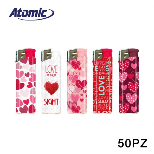 Art.3648037 Atomic Accendino Electronic F11 Softflame Ricaricabile Hearts 50Pz