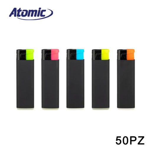 Accendino Turbo Fix Black Rubber Neon Conf.50Pz Atomic Art.3732002 Pz1