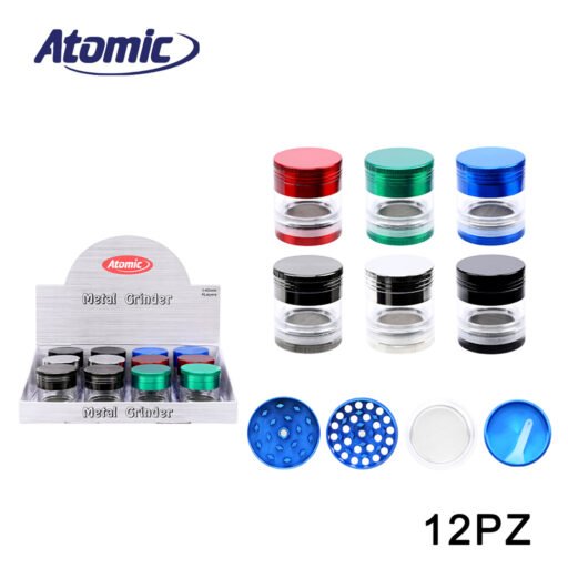 Art.0212587 Atomic Grinder In Metal 40Mm 4 Parti 6 Colori Ass. Conf.12Pz