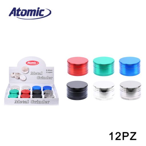 Art.0212593 Atomic Grinder 40Mm 3 Parti 6 Colori Ass. Conf.12Pz