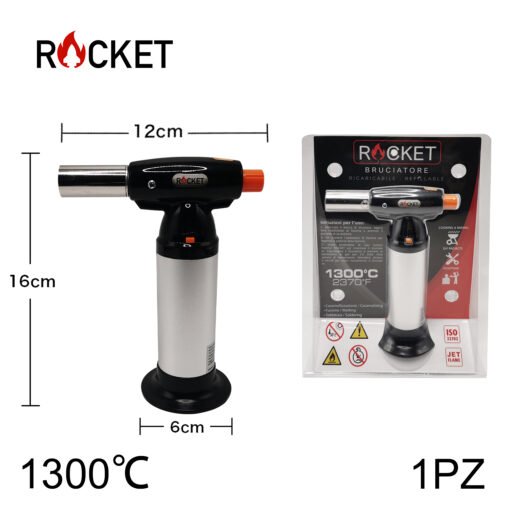 Art.8326254 Rocket Turbo Bruciatore Big Torch Ricaricabile Silver 1Pz