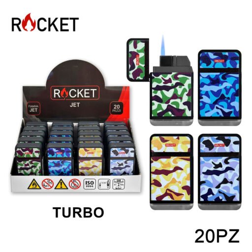 Art.8326259 Rocket Rubber Accendino Blu Turbo Black Camouflage 20Pz