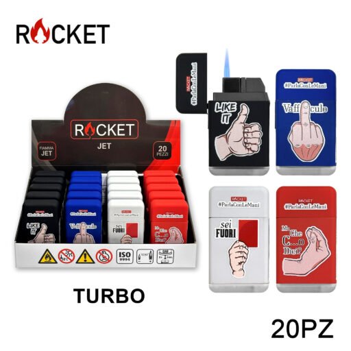 Art.8326262 Rocket Rubber Accendino Blu Turbo Classic Gesti 20Pz