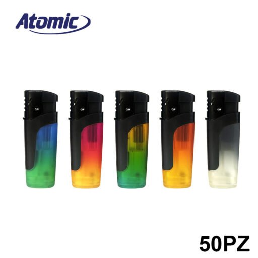Art.3603401 Atomic Accendino Turbo Pierre Fiamma Rossa Semi Trasparente Conf.50Pz