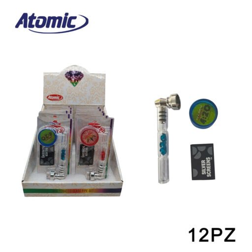 Art.0213040 Atomic Glass Pipe 9Cm Set Grinder Plastic Conf.12Pz