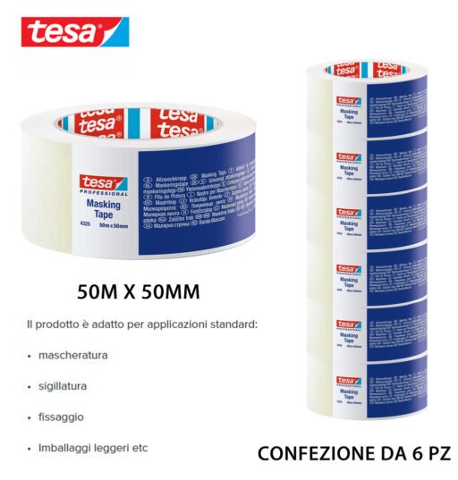 Tesa Nastro Mascheratura Profesionale 50Mx50Mm Trasparente 6Pz