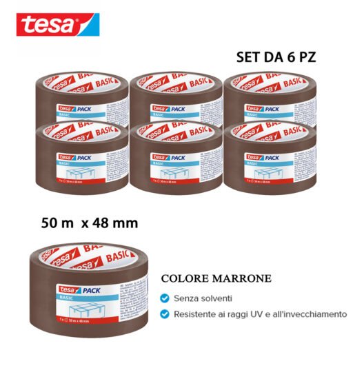 Tesa Nastro Imballo Basic Pp 50Mx48Mm Avana 6Pz