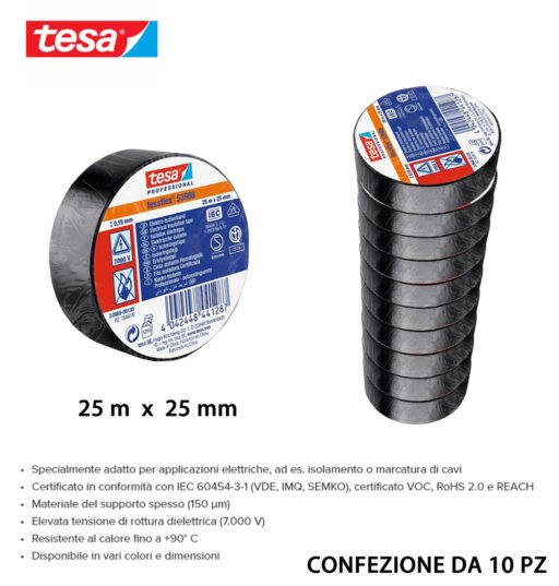Tesa Nastro Isolante Imq 25Mx25Mm Nero 10Pz